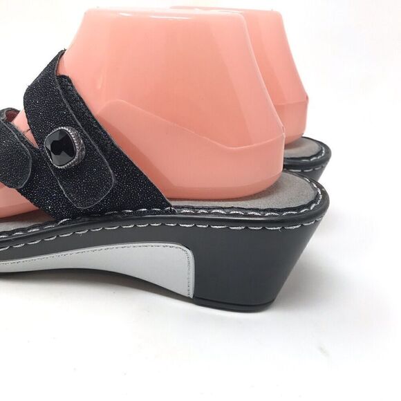 Alegria PG Lite Women Size 40 9.5-10 Black Glitter Sparkle Heel Sandals Open Toe - Picture 8 of 13